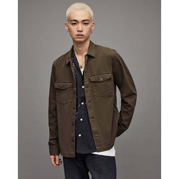 Allsaints Australia Mens Spotter Military Overshirt Green AU06-024